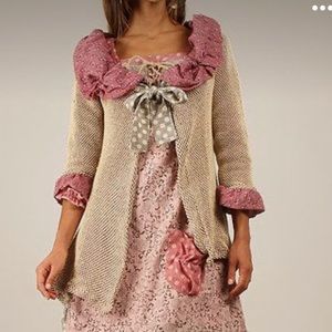 Ian Mosh asymmetrical ruffle ribbon tie cardigan